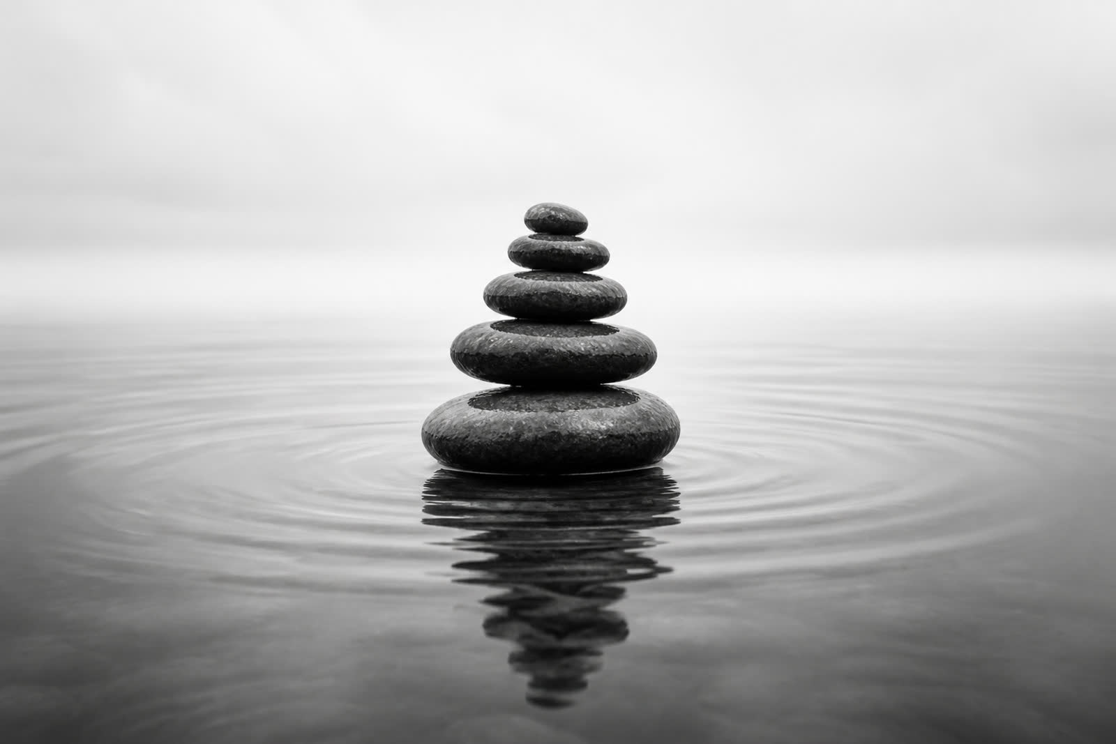 B&W stacked river stones
